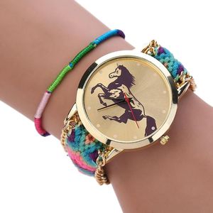 frau webt großhandel-Armbanduhren Frau National Wind Weave DIY Pentium Pferd Armbanduhr