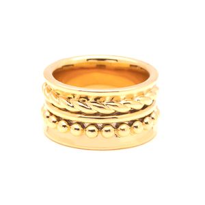 Unik Metal Beaded Decoration Justerbara Brass Golden Wedding Rings Set For Women Ladies Vänner Gåvor Anillos Mujer