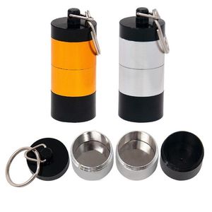 Mini Portable DAB Wax Tobacco Container Lager Medicin Box Metal Pill Case Jar Storagehållare för torr örtväxter med nyckelring