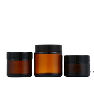 Bruin Amber Glas Crème Fles Jar Black Deksel G G G G G G Cosmetische Potten Verpakking Flessen RRB13281
