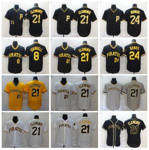 Wholesale blank cool base jersey for sale - Group buy Men Blank Baseball Roberto Clemente Jersey Barry Bonds Willie Stargell Cooperstown Pullover Black White Yellow Grey Flexbase Cool Base Breathable Sewing