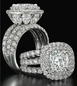 Victoria Wieck Oszałamiająca luksusowa biżuteria para pierścionki Sterling Silver Pear Cut Sapphire Emerald Multi Gemstones Wedding Bridal Ring Set