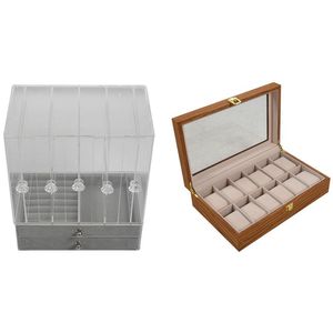 boîte de portes achat en gros de Boîtes de surveillance Cases Portes Acrylique Bijoux Boîte Organisateur Boîte d affichage en bois rétro blanc