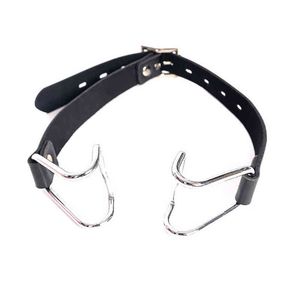 NXY SM Sex Adult Toy Camatech Bdsm Metal Nose Hook Open Mouth Gag Bondage Slave Oral Fixation Bite with Clip Leather Harness Straps Toys
