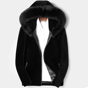 jackets The New Black men in winter is an imitation fur and one piece thickened coat fox collar mink coat