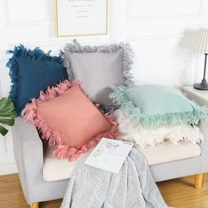 feathered pillows venda por atacado-Throw travesseiro Capas de penas decorativas macias de veludo almofada capas para sofá cama sala de estar e cadeira de escritório lança pillowcase cy55