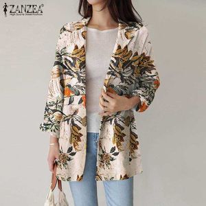 Wholesale womens printed blazers for sale - Group buy Fashion Womens Coats Casual Office Lady Long Sleeve Outwears Autumn Vintage Loose Blazer ZANZEA Floral Print Lapel Cardigan H0918