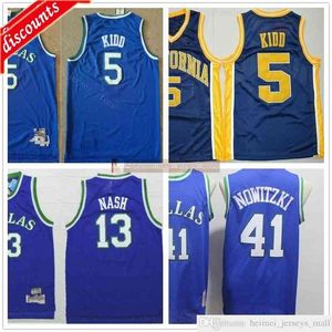 en iyi kolej basketbol formaları
 toptan satış-Retro Basketbol Dirk Nowitzki Formalar Ucuz Koleji Jason Kidd Formalar Mavi Steve Nash Kırmızı En Kaliteli Adam için