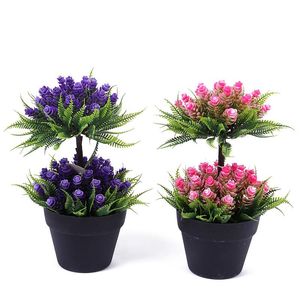 sahte saksı bitkileri kapalı toptan satış-Dekoratif Çiçekler Çelenk Pastoral Simülasyon Bitki Sahte Çiçek Saksı Kapalı Dekorasyon Yeşil Küçük Bonsai Süsler