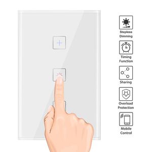 ingrosso alexa light switch dimmer-Dimmer V Wall Smart WiFi Touch Dimmer Switch Gang W Interruttore della luce wireless Lavoro con Alexa e Google Assistant