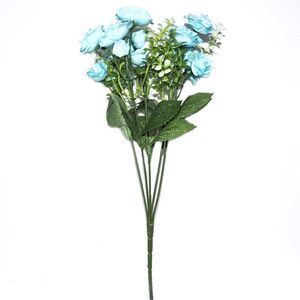 güzel mavi çiçekler toptan satış-Dekoratif Çiçekler Çelenkler Oldukça Büyüleyici Keyifli Tomurcukları Buket Mini Gül Yapay İpek Çiçek Gelin Gelin Ev Çıkartması Mavi