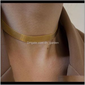 eco-platten großhandel-Anhänger Anhänger Schmuck Schichten Plattieren Edelstahl Anti Allergyeco freundliche breite geflochtene Maschenkette Gold Choker Halsketten für WOME