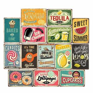 latas de doces vintage venda por atacado-Limonada Bebida Doces Vintage Lata Sinais Café Bar Bar Pub Retro Decoração Metal Poster x30cm Q0723