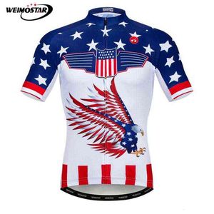 takım abd giyim toptan satış-Bisiklet Kıyafetleri Weimostar Takımı ABD Kısa Kollu Jersey Dağ Bisikleti Maillot Ciclismo Nefes MTB Bisiklet Gömlek Döngüsü
