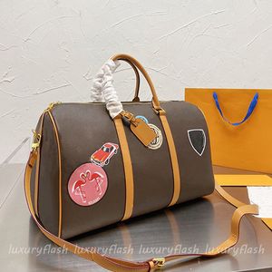 hanvas duffel bags. оптовых-45см значок туристическая сумка дизайнер Dugle Grience багажные сумки большой емкости мужские женские сумки Бизнес кошелек высокого качества SS Limited Edition