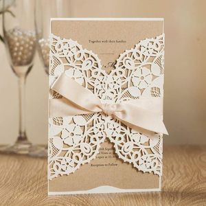 Wholesale customizable party invitations resale online - Greeting Cards WISHMADE Laser Cut Wedding Invitations With White Navy Blue Floral Invites For Party Supplies Customizable