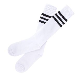 white soccer socks toptan satış-Spor Çorap Futbol Basenall Basketbol Spor Diz Yüksek Ayak Bileği Erkekler Kadınlar Beyaz Siyah Şerit