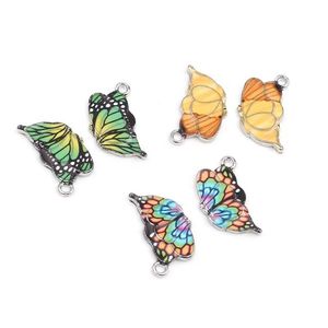 Doreen Box Moda Silver Color Insect Charms Butterfly Animal Multicolor Emalia Wisiorki DIY Kolczyki Biżuteria x mm sztuk
