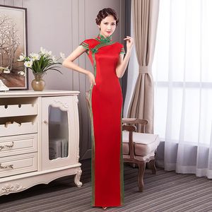 Odzież etniczna Vintage Satin Cheongsam Chiński styl Długie sukienki Damskie kobiety orientalne wieczorowe suknia elegancka qipao mini vestidos plus rozmiar