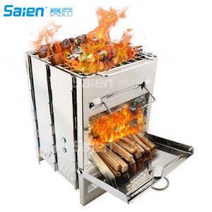 Wholesale high low one piece resale online - Camping Stove Wood Burning Stoves Potable Folding Stainless Steel Backpacking Stove for Picnic BBQ Camp Hiking