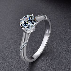 anillos de compromiso corea al por mayor-100 genuino Sterling Silver Anillo de bodas para las mujeres Corea Japón Bling Zircon Anillos Compromiso Promise Jewelry YMR973