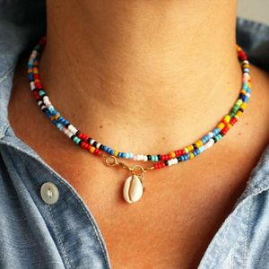 beach necklace beads toptan satış-Boncuklu Strands Boho Katmanlı Boncuklu Kolye Kabuk Kolye Yaz Plaj Kolye Takı Aksesuarları Kadınlar ve Kızlar için