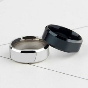 8mm Cool Black Titanium Steel Men Ring Smooth Bling Rings for Male Boyfriend Husband Jewel Silver Stainless Steel Rings Manufacturer Price