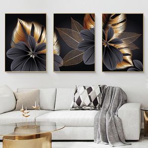 Wholesale golden frame oil painting for sale - Group buy Paintings Gatyztory Abstract Black Golden Plant Leaf Oil Painting By Numbers Coloring Drawing Frames Wall Decor Art Gift