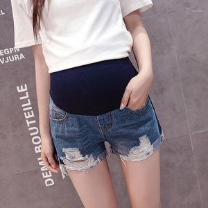 pregnancy jeans al por mayor-Pantalones cortos para mujer mujeres embarazadas algodón jeans de verano embarazo cintura elástica ajustable T2G