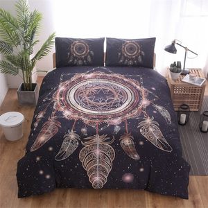 Wholesale cover printing machine for sale - Group buy Bohemian Bedding Set Dream Feathers Print Bedclothes Double Queen King Luxury D Duvet Cover Pillowcase Sets K2