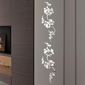 Vägg klistermärken bakgrund innovativ konst vardagsrum sovrum blomma form kristall spegel hem dekoration skyddande filmdekaler