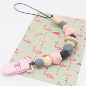 Pacifiers Pacifier Clips Silicone Beech Beads Binky Clip Chain Chew Baby Teether Leksaker Nippelhållare Kvalitet och Trä