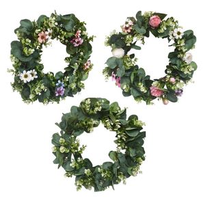 saisonale girlande großhandel-Dekorative Blumen Kränze Blätter Blumenkranz Girlande für Haustür Hochzeitsviertel Grün Alle Jahreszeiten