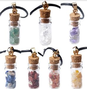 handgefertigte glasanhänger halsketten großhandel-2021 Handgemachte Energie Kristallstein Mini Glas Flasche Anhänger Halsketten Für Frauen Männer Liebhaber Glücksschmuck mit Seilkette