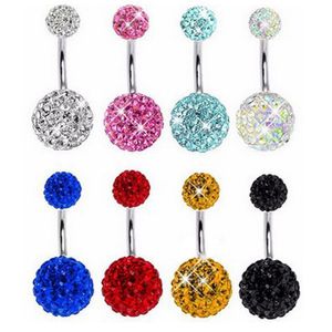 Wholesale piercing hot resale online - Crystal Ball Piercing Belly Rings Belly Button Piercings Dangle Earring Piercings Hot Summer Jewelry Mix Color New Arrival