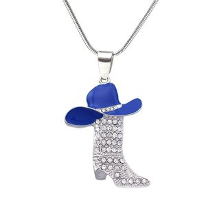 Zink Alloy Metal Hat Boot Halsband Färgglada Stövlar Pendants Bail Snake Chain Halsband för souvenir Cowboys Cowgirls Presentsmycken