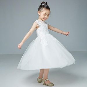 パーティーの結婚式の誕生日の子供服レースチュールドレスフラワーガールジュニアブライドメイド服の女の子のドレス幼児の女の子