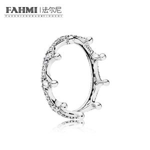 Fashion Sterling Silver Crystal Zircon Gemstone Crown Ringar Originalbox för Pandora Smycken Engagement Bröllopsälskare Par Ring
