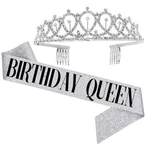 Party Decoration Birthday Queen Girl Headband Etiquette With Crown Set Shoulder Strap