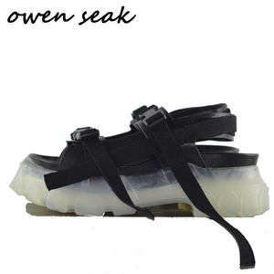 kara tıkanıklıklar toptan satış-Owen Seak Erkekler Sandalet Siyah Rahat Roma Ayakkabı Gladyatör Sandalet Ayakkabı Katır Kıçları Terlik Slaytlar Yaz Erkekler Sandalet