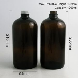 boston-runden großhandel-Lagerflaschen Gläser x ml große nachfüllbare oz Amber Boston Rundglas mit Silber Aluminiumkappe cc Container
