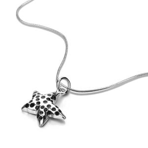Chains Est Fashion Women Sterling Silver Necklace Black Spotted Starfish Pendant Chain Creative Girl Jewelry Accessories