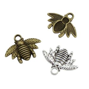 encantos de abelha de bronze venda por atacado-60 lote mm encantos abelha cor de bronze antigo antigo banhado de prata zinco pingente diy acessórios de jóias