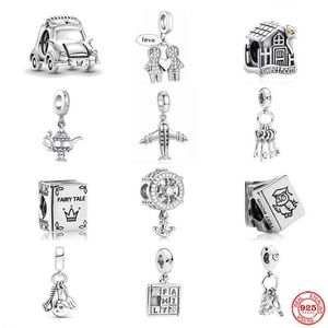 New Sterling Silver Jewelry Key House Charm Couple Pendant Book Bead Suitable for Ladies Original Pandora Diy Bracelet Gift