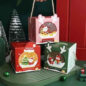 geschenk obst-boxen großhandel-Weihnachten Apfelkasten Kreative Tragbare Apfelkasten Kinder Geschenk Weihnachten Eve Weihnachtsfrucht Geschenk Box x10x10cm Hwd11349