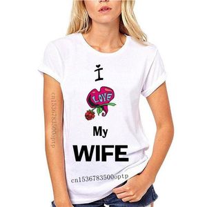 Dames T shirt Tops I Love My Wife Echtgenoot Rose Valentine Paar Passende T shirt Cool Casual Pride Men Unisex Fashion