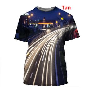 Men s T Shirts Summer Short sleeved Highway Ni Hong Night View Printing T shirt Round Neck Shirt Men women D Street Clothing Accessories