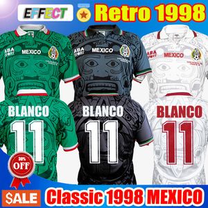mexiko 1998 jersey. großhandel-Retro Mexiko Weltcup Klassische Vintage Fußball Trikots Thailand Qualität Hernandez Blanco Home Grün Away White Drittel Blakc Football Hemden