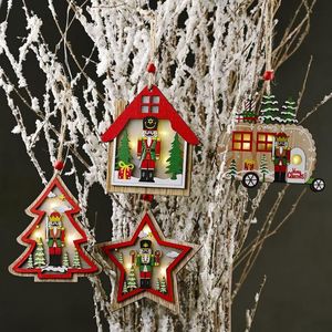 Dekoracje świąteczne Wisiorek Nutcracker Żołnierz Drzewo Wiszące Ornamenty Z Wewnątrz Led Light Home
