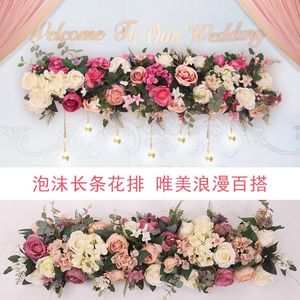 çiçek kurmak toptan satış-Dekoratif Çiçekler Çelenk Yapay Çiçek Şakayık Gül Ortanca Yol Kurşun Düzenleme Düğün Sahne T Set Sahte Kemer Çiçek Dekorasyon
